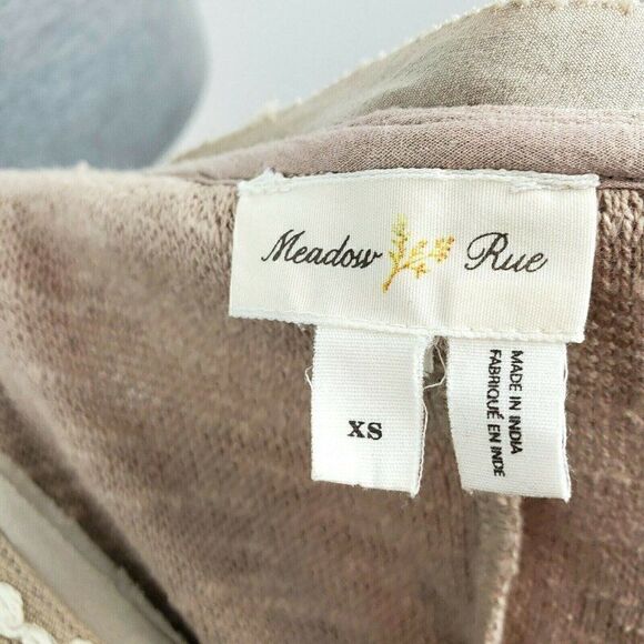 Meadow Rue Anthropologie Rococo Beaded Pullover Top Sweater Tan Ivory Lace sz XS - Picture 7 of 7